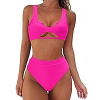 SUUKSESS Women Cutout Bikini Sets Push Up High Waisted Swimsuits 2 Piece