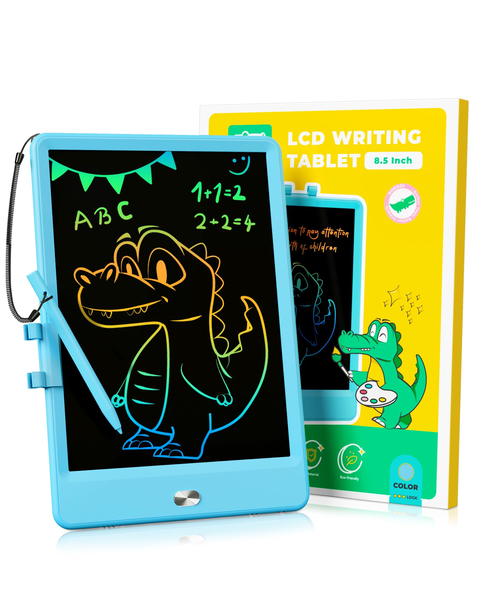 KOKODI LCD Writing Tablet 8.5-Inch Colorful Doodle Board, Electronic Drawing Tablet Drawing Pad for Kids, Educational and Learning Kids Toys Gifts for 2 3 4 5 6 7 Year Old Boys and Girls(Blue)