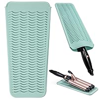 Heat Resistant Silicone Mat, Straightener Heat Resistant Travel Mat & Pouch for Curling Iron, Hair Straightener, Flat Iron, Hair Curling Wands, and Other Hot Hair Styling Tools (Agate green)
