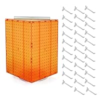 Azar Displays 701414-ORG-4C32 Rotating Countertop Display Kit with Peg Hooks Included, 14 Inches Wide x 14 Inches Deep x 20 Inches High, Pegboard Spinner Organizer, Orange