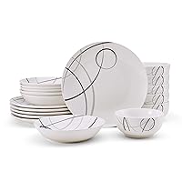 Porcelain 18-Piece Dinnerware Set, Service For 6, Circles