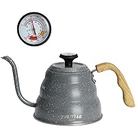 POLIVIAR Pour Over Coffee Kettle, 32oz Built-in Thermometer for Tea and Coffee, Gooseneck Kettle Spout Pots with Exact Temperature, Food Grade Stainless Steel (JX2020-CKS)