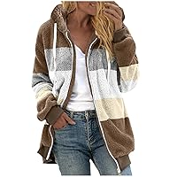 Winter Coats for Women,Casual Plus Size Fleece Jacket Loose Warm Outdoor Sherpa Lined Thick Coat Outwear Zip Up Hoodies