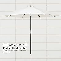 Tempera 11ft Patio Market Outdoor Table Umbrella with Auto Tilt and Crank,Large Sun Umbrella with Sturdy Pole&Fade resistant canopy,Easy to set, Cream Grid
