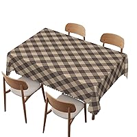 Brown Plaid tablecloth,60x84 inch,Waterproof Stain Wrinkle Resistant Print tablecloths,for kitchen camping birthday dining dinner outdoor-Rectangle Table Clothes for 4 Ft Tables,Pale Sepia Dark Taupe