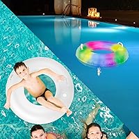 2PCS LED Inflatable Pool Float for Kids Ages 4-12, Light Up Pool Floats, Glow in the Dark Pool Float Swimming Rings Pool Tube for Summer Beach Party Toys, Inflatable Pool Ring with Colorful LED Lights