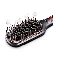 Pro Ceramic Ionic Hair Straightener Brush for Home Salon | MCH Fast 20s Heating Tech with Auto-Off Safety | Anti-Scald with Universal Dual Voltage | Rotatable Power Cord