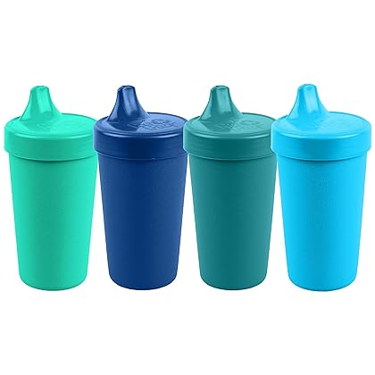 Re-Play Made in USA 10 Oz. Sippy Cups for Toddlers, Pack of 4 - Reusable Spill Proof Cups for Kids, Dishwasher/Microwave Safe - Hard Spout Sippy Cups for Toddlers 3.13