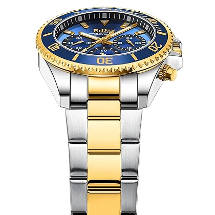 BIDEN Mens Watches Chronograph Stainless Steel Waterproof Date Analog Quartz Watch Business Wrist Watches for Men