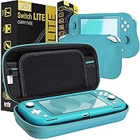 Orzly Carry Case and Comfort Grip in Turquoise for Switch Lite - Bundle