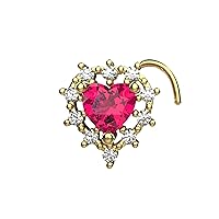 Halo Heart Nose Stud Rings CZ L-Shaped Piercing Screw Nose Jewelry Nose Studs for Women