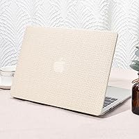 Seorsok Compatible with Old Version MacBook Air 13.3 inch Case Models A1369 & A1466(2010-2015 2017) Release,Elegant Leather Plastic Hard Shell Case Transparent Keyboard Cover,Beige Woven Fabric