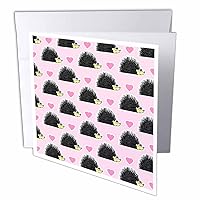 Greeting Cards - Cute Hedgehog and Hearts Pink Print - 6 Pack - Designs Woodland Creatures