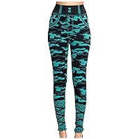 Camouflage Fake Jeans Leggings for Women High Elastic Waist Tights Tummy Control Imitation Denim Print Yoga Pants