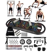 Portable Exercise Equipment with 16 Gym Accessories.20 in 1 Push Up Board Fitness,Resistance Bands with Ab Roller Wheel,Home Workout for Men