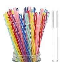 ALINK 12-Pack Glitter Reusable Clear Plastic Straws, 11 Long Hard Tumbler  Drinking Straws with Cleaning Brush (10 Colors) 11 Inch (Pack of 12)