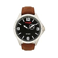 Wrangler Men's 48mm Date Sub Dial PU Strap Waterproof Wrist Watch