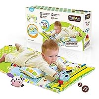 Yookidoo Baby Tummy Time Mat Newborn Musical Playmat & Outdoor Gym. Pillow, Teething Toys and Portable Fold-Up Case. 0-12 Months.