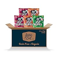 LesserEvil Lil' Puffs Variety Pack, Contains 2 Sweet Potato Apple, 2 Strawberry Beet, and 1 Veggie Blend, Organic Snacks for Kids, Rice-Free, 0g Sugar Per Serving, 2.5 Oz, (Pack of 5)