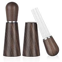 WDT Espresso Coffee Stirrer Tool Espresso Coffee Distribution Tool,8 Needles 0.3mm Espresso Coffee Stirring Tool,Natural Wood Handle and Stand,Professional Barista Hand Distribution Tool