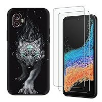 for Samsung Galaxy XCover 6 Pro Case with 2 Tempered Glass Screen Protectors, Wolf Pattern, Slim Shockproof Protective Soft Silicone Phone Case Cover for Girls Women Boys (Wolf)
