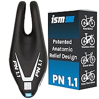 ISM PN 1 & 1.1 Series Narrow Road Bicycle Seat For Men and Women - Noseless Bike Seat With Optimal Leg Clearance for Road, Time Trial, Triathlon, and Gravel Bikes - Features Patented ISM Saddle Design