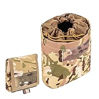 MOLLE Dump Pouch for Tactical Duty Belt Roll Up Magazines Recovery Utility Tool Bag Drawstring Foldable EDC Mag Drop Waist Pack for Hunting Shooting Competition
