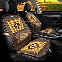 Wood Beaded Comfort Seat Cover with Cooling Ventilated Mesh Lumbar Back Brace Massage Support Cushion for Car Seat Chair