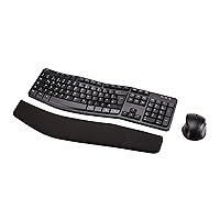 Amazon Basics Keyboard Mouse Set Ergonomic Wireless DE Layout - Black