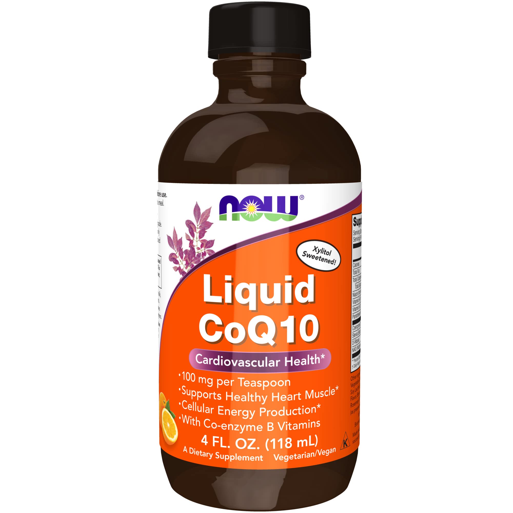 NOW Supplements, CoQ10 Liquid, 100 mg per Teaspoon, with Co-enzyme B Vitamins, Sweetened with Xylitol, 4-Ounce