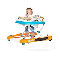 Go-Getter Baby Walker and Walk Behind Walker, Adjustable Seat Height, Comfortable Padded Seat, Easy to Fold, Pack and Store, Detachable Fun Tray, Orange