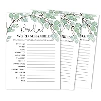 Greenery Party Wedding Supplies 50-Pack Wedding Word Scramble Bridal Shower Game Cards