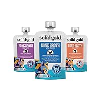 Solid Gold Bone Broth Meal Toppers for Cats - Nutrient Rich Wet Cat Food Meal Toppers to Promote Hydration - Easy to Serve Grain Free Cat Food Gravy - Chicken, Tuna, & Salmon 12 Packs