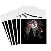 3dRose Gothic Romance DarkArt GothicArt gothica couple romance romantic wedding love fullmoon - Greeting Cards, 6 x 6 inches, set of 6 (gc_21484_1)