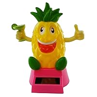 Solar Powered Dancing Party Pineapple with Margarita | Pineapple Desk Decor or Bobblehead for Car Dashboard | Solar Pineapple with Margarita for Margarita Party Decorations