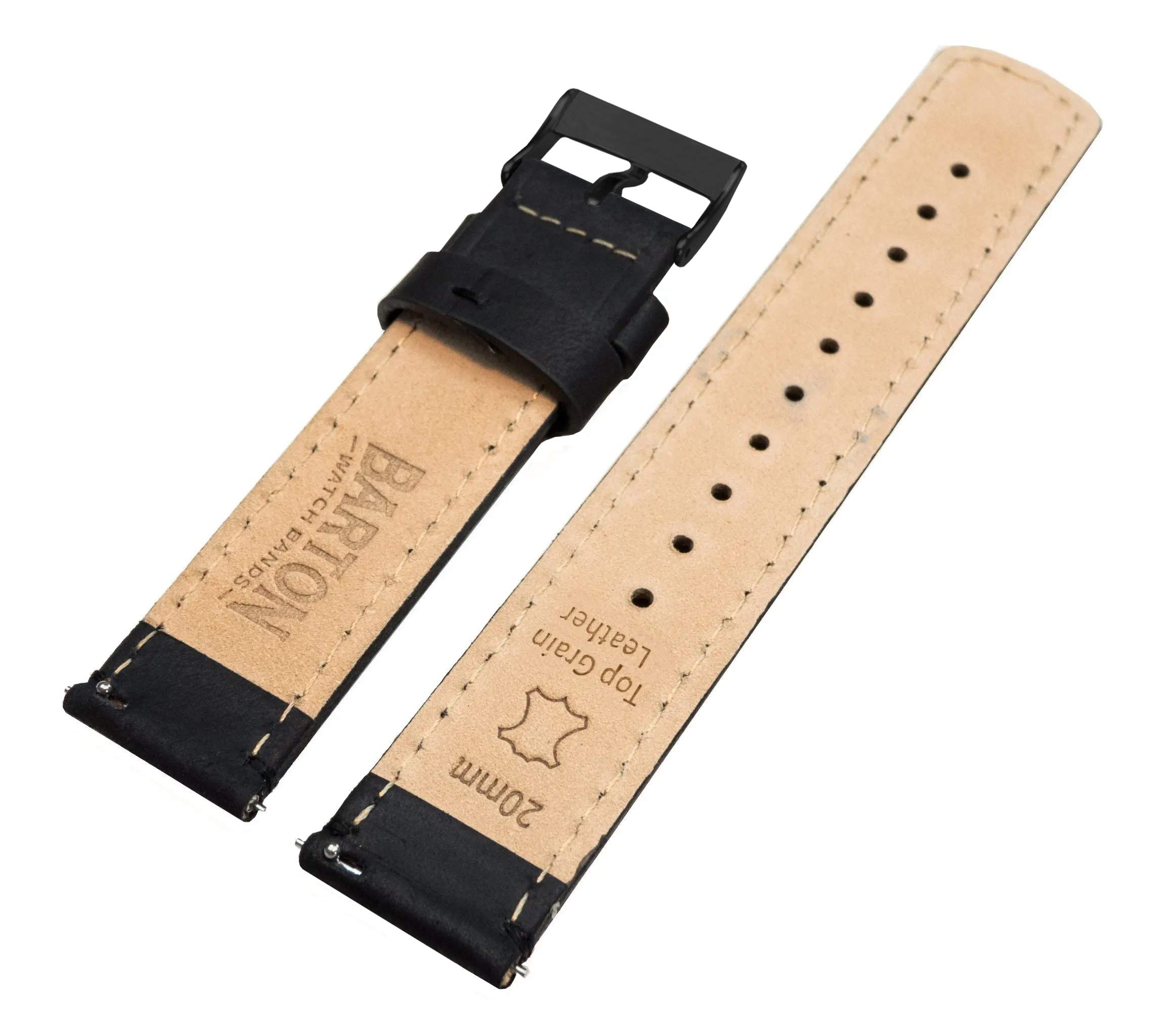 Barton Quick Release - Top Grain Leather Watch Band Strap - Choice of Width - 16mm, 18mm, 19mm, 20mm, 21mm 22mm, 23mm or 24mm