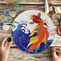 TANZEQI Cloisonne Enamel Painting DIY Kit for Chinese Cloisonné Enamel Art of Lucky Carp, Intangible Cultural Heritage Decorative Painting Ornaments (Orange)