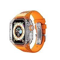 Fluororubber Modification Kit For Apple Watch Ultra 49mm Glacier Luxury Transparent Case For iWatch Series Ultra 49mm Sport Band