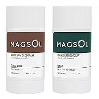 Magnesium Deodorant for Men and Women - 100% Natural Deodorant - Clean Label Only 4 Ingredients - Perfect for Ultra Sensitive Skin (Bundle: Sandalwood & Hunter)