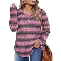 CARCOS Plus Size Tops for Women Long Sleeve Fall Shirts Lightweight Sweaters Basic V Neck Tunics 2024 Casual T Shirt XL-5XL