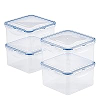 LOCK & LOCK Easy Essentials Storage Food Storage Container Set / Food Storage Bin Set - 4 Piece, Clear