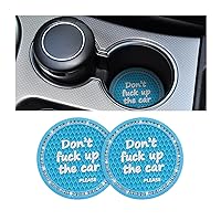 8sanlione 2 Pack Bling Car Coasters for Cup Holder, Crystal Rhinestone 2.75 in Cup Holder Coaster, Silicone Anti-Slip Insert Cup Mats, Interior Accessories Universal for Most Cars (Light Blue/2PCS)