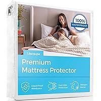 LINENSPA Premium Mattress Protector - White - Twin Size - Breathable Polyester - Fitted Style - Waterproof Design - Machine Washable & Dryer Safe - Mattress Protector for Kids, Teens, and Adults