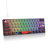 Owpkeenthy 60% Percent Keyboard Mechanical Gaming Blue Switch Ultra Compact RGB Wired 60% Gaming Keyboard N-Key Rollover for PC Gamer(Black/Blue Switch)