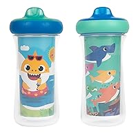 The First Years Pinkfong Baby Shark Insulated Sippy Cup - Spill Proof Toddler Cups - Made Without BPA - 9 Oz - 2 Count