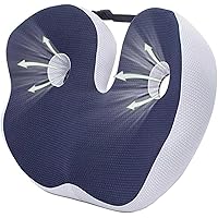 Coccyx Pillow, Memory Foam Sit Bone Relief Seat Cushion for Butt Lower Back Hamstrings Hips Ischial Tuberosity Reduce Fatigue,Blue