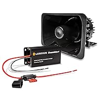 SoundAlert 100W Police Air Horn Amplifier Kit [120-130 dB Bullhorn Speaker] [Manual Control or Stock Horn Bybass] [10 A Fuse Protected] Electronic Air Horn for Emergency Vehicles Trucks Cars