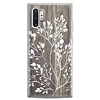 Case Compatible with Samsung S24 S23 S22 Plus S21 FE Ultra S20+ S10 Note 20 S10e S9 Flexible Silicone Wooden Print Plants White Cute Pattern Girls Clear Tree Women Slim fit Boards Design Cute