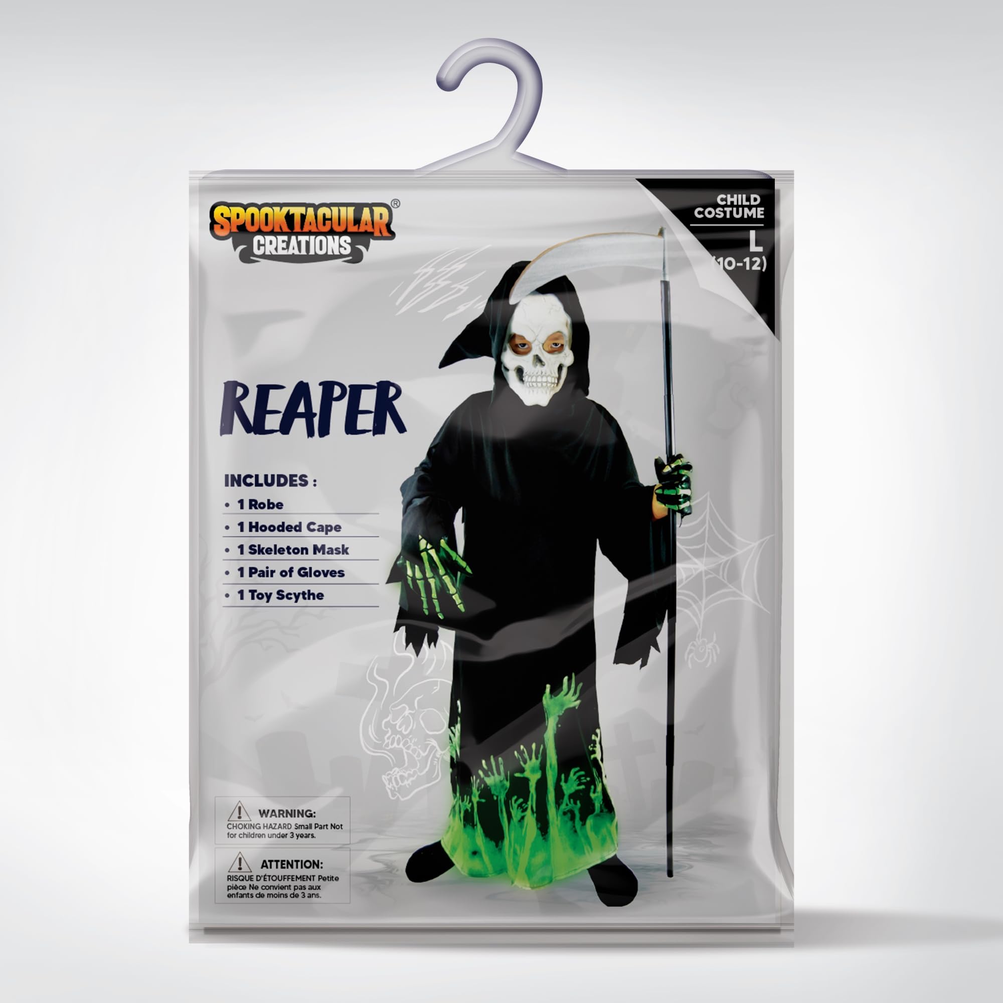 Spooktacular Creations Kids Grim Reaper Glow in the Dark Deluxe Phantom Costume, Halloween Grim Reaper Costume for Party