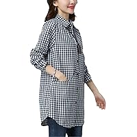 Women Shirt Plaid Oversize Cotton Blouse Female Long Sleeves Loose Basi Outerwear Casual Shirt